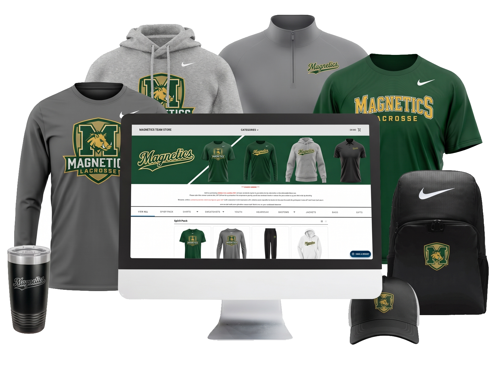 Custom team spiritwear store orders produced and shipped direct to customers within two weeks and no minimums